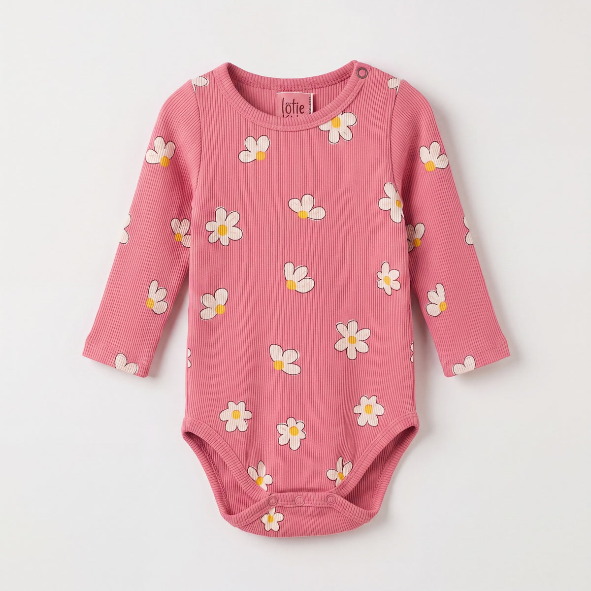 Lötiekids | Daisies longsleeve romper pink lemonade