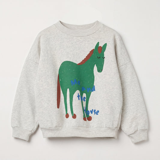 Lötiekids | Me and the Horse sweatshirt lichtgrijs