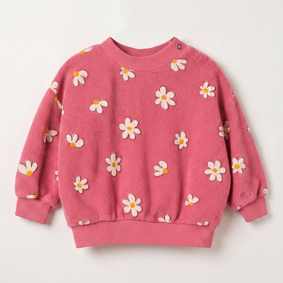 Lötiekids | Daisies teddy baby sweatshirt peach rose