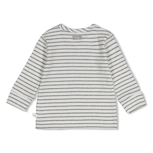 Feetje | Gestreepte rib longsleeve Penguin Cuddles antraciet