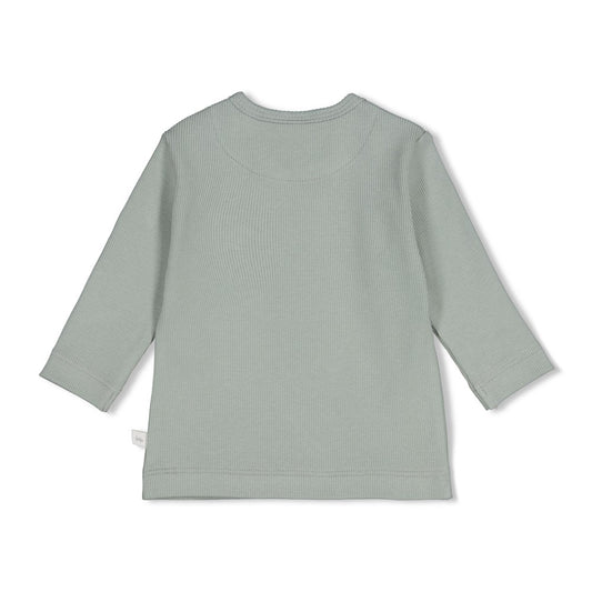 Feetje | Rib longsleeve Penguin Cuddles zeegroen