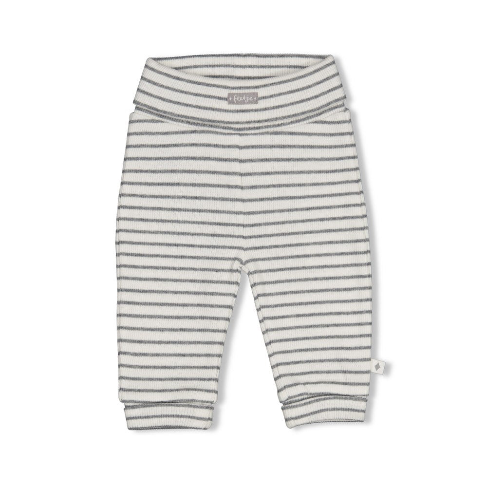 Feetje | Gestreept rib broekje Penguin Cuddles antraciet