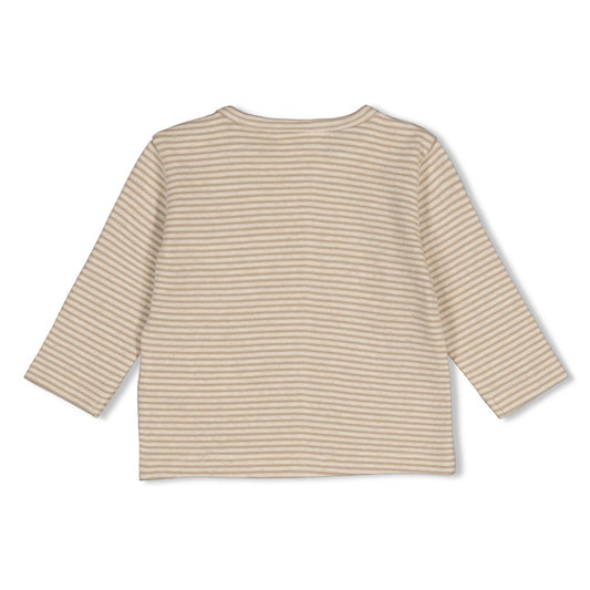Feetje | Gestreepte rib longsleeve Over the Moon for You taupe