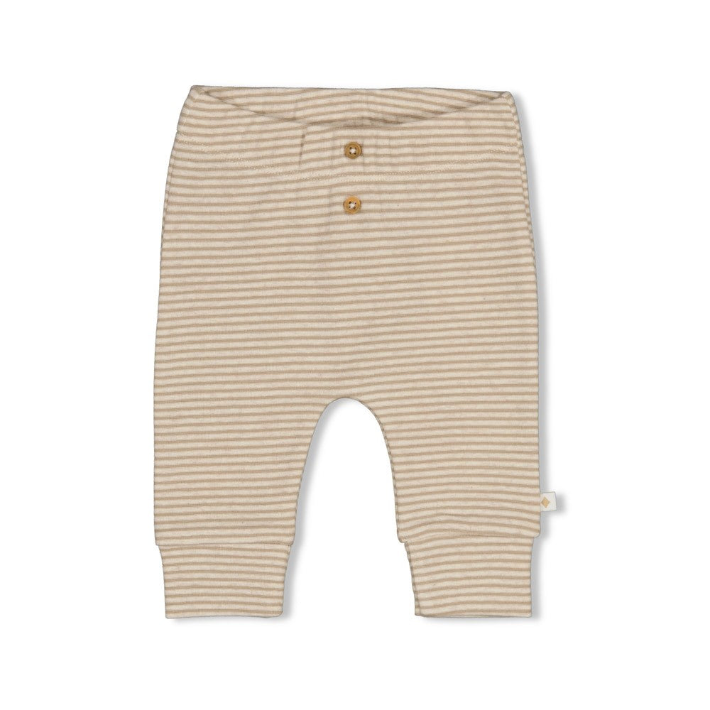 Feetje | Gestreept rib broekje Over the Moon for You taupe