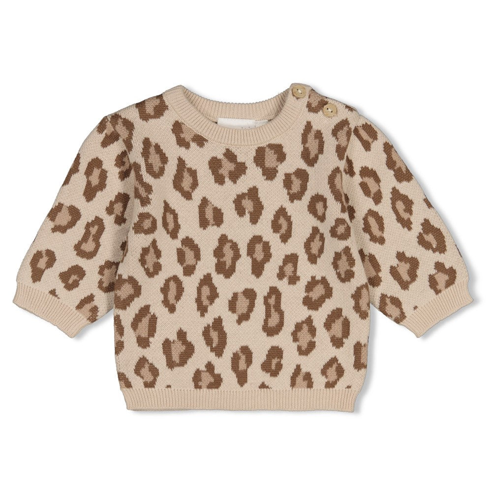 Feetje | Gebreide trui met panterprint The Knits zand