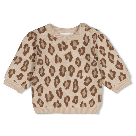 Feetje | Gebreide trui met panterprint The Knits zand