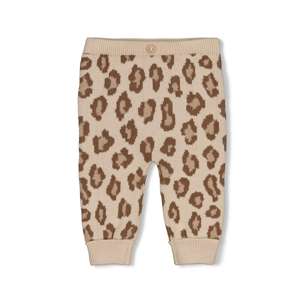 Feetje | Gebreid broekje met panterprint The Knits zand