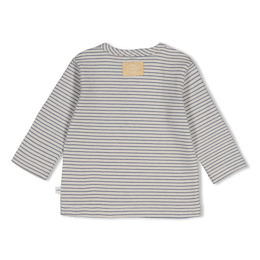 Feetje | Gestreepte rib longsleeve Breakfast Buddy blauw