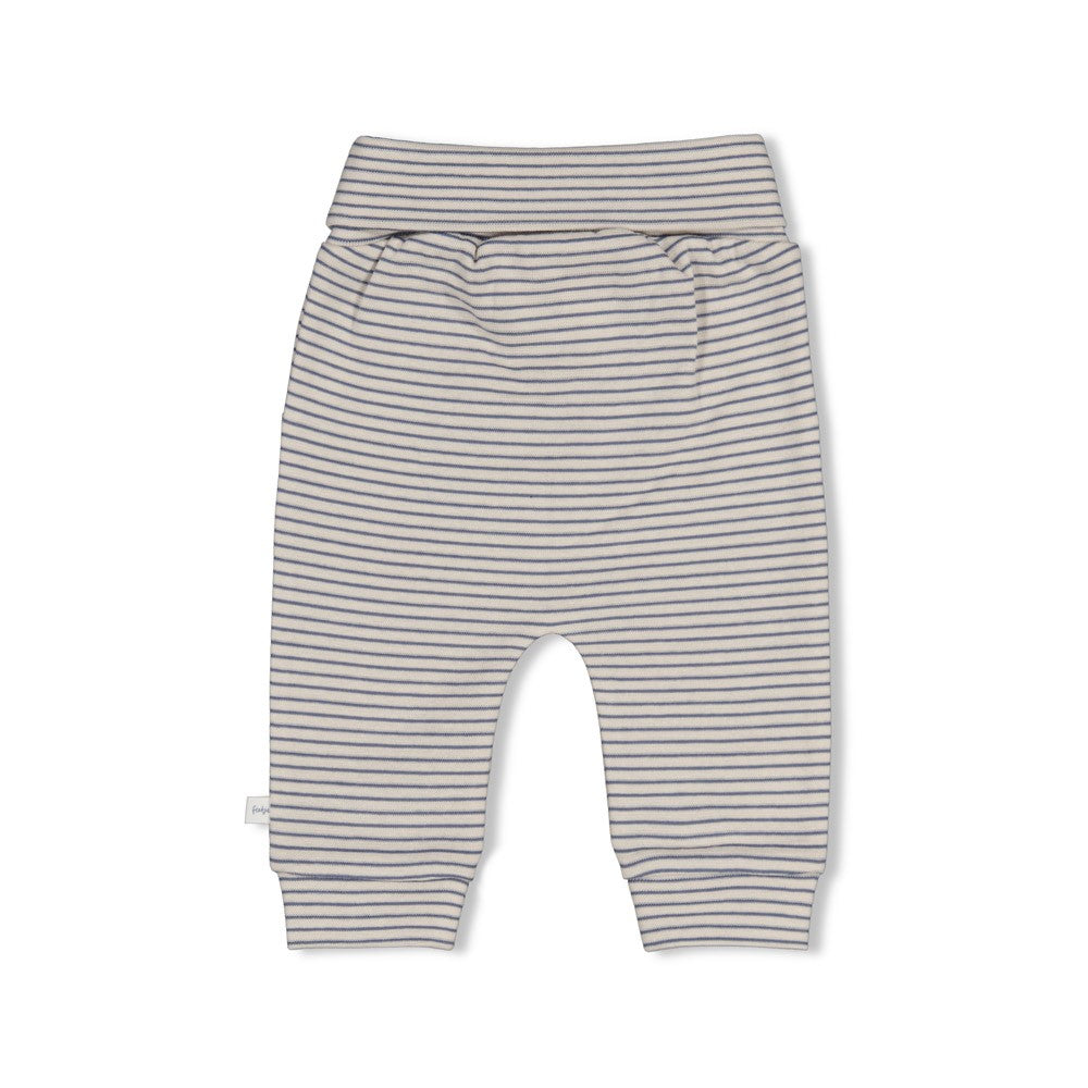 Feetje | Gestreept rib broekje Breakfast Buddy blauw