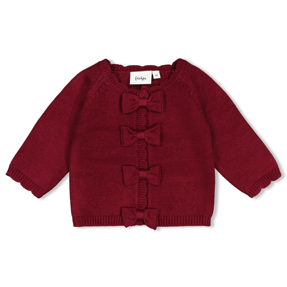 Feetje | Gebreid vestje met strikken My Little Love bordeaux