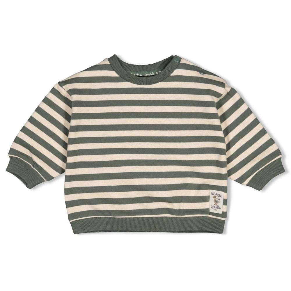 Feetje | Oversized gestreepte sweater Wiggle and Waddle groen