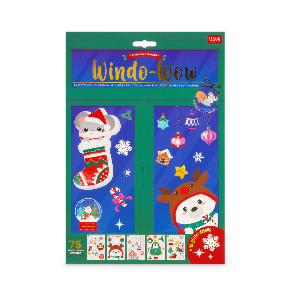 Legami | Windo-Wow Kerst Raamstickers – 75 Stuks