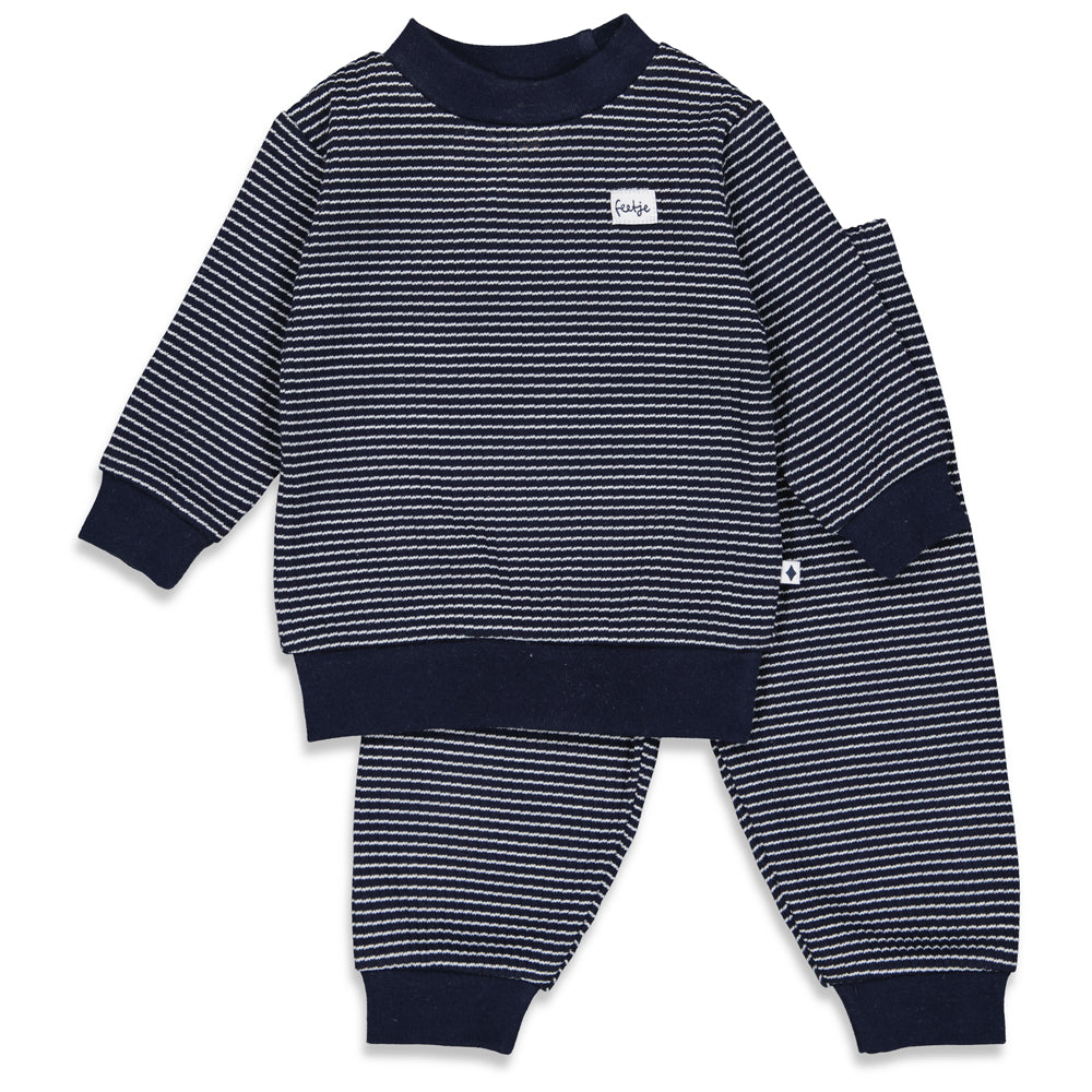 Donkerblauwe wafelpyjama Feetje