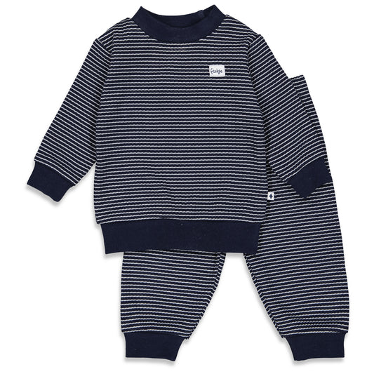 Donkerblauwe wafelpyjama Feetje