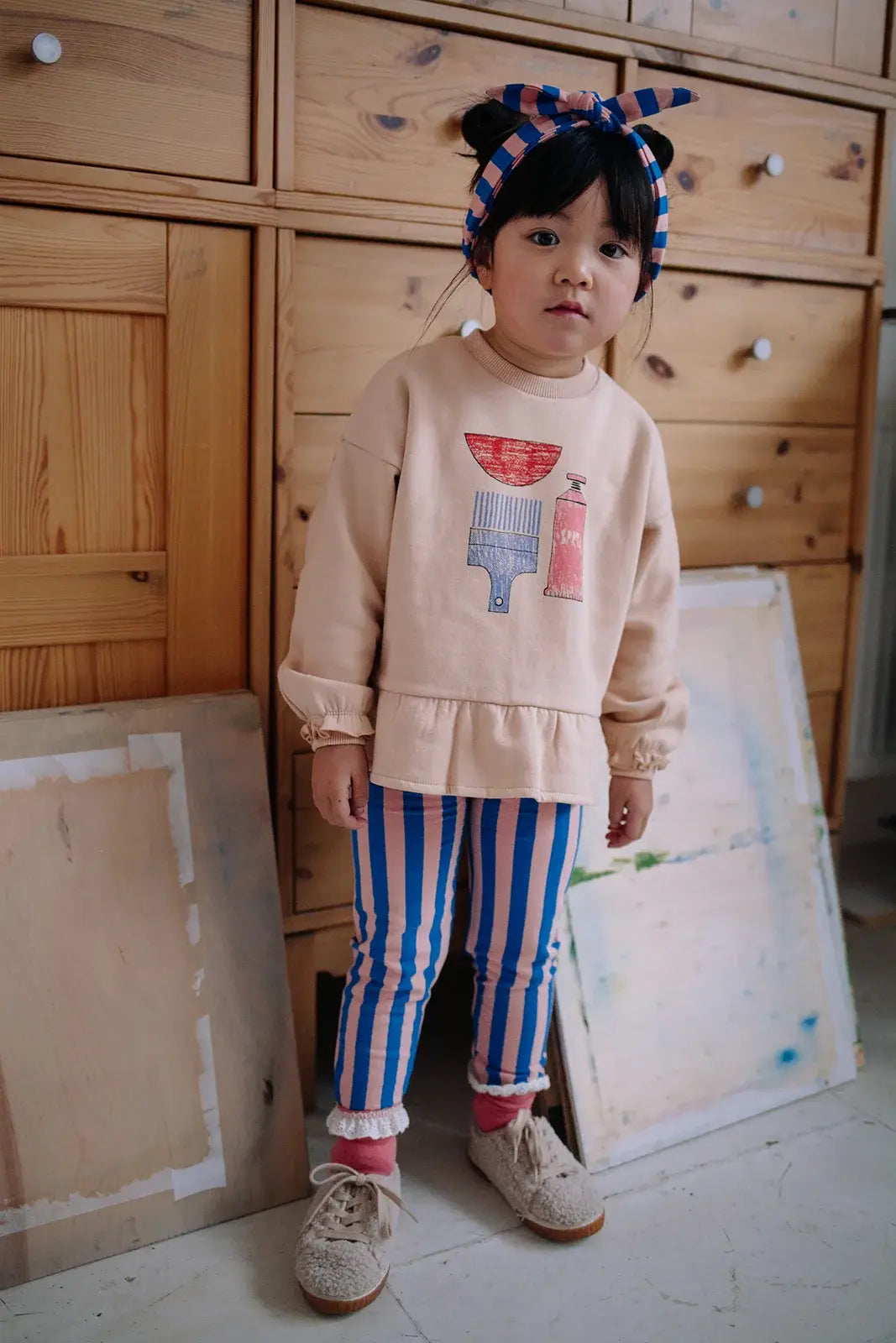 Sproet & Sprout | winterlegging met blauw-roze strepen - blauw