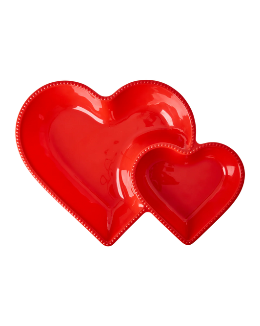 RICE | Melamine Serveerschaal Two Hearts - Rood