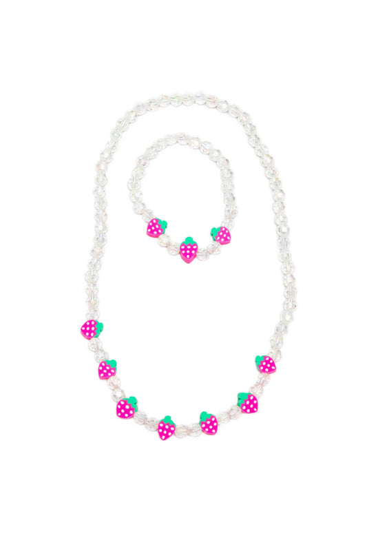 kinder ketting en armband set met aardbei kralen
