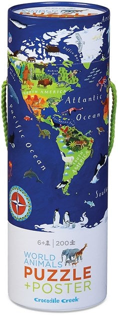 Crocodile Creek | Dieren van de wereld puzzel met poster - 200 stukjes