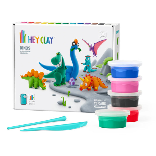 Hey Clay | Dino's Klei Set – Maak 6 Dinosaurussen (15 Cans Complete Set)