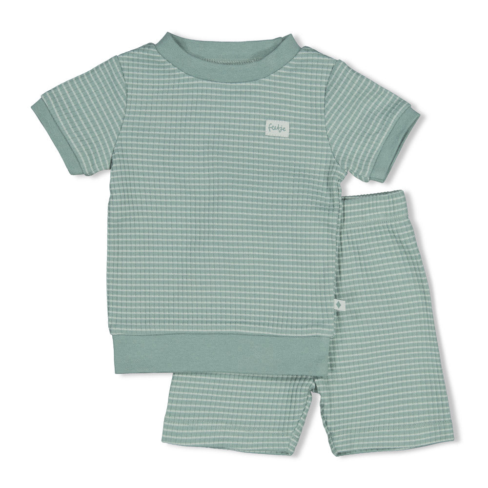 Feetje shortama wafel zeegroen set met shirt en short