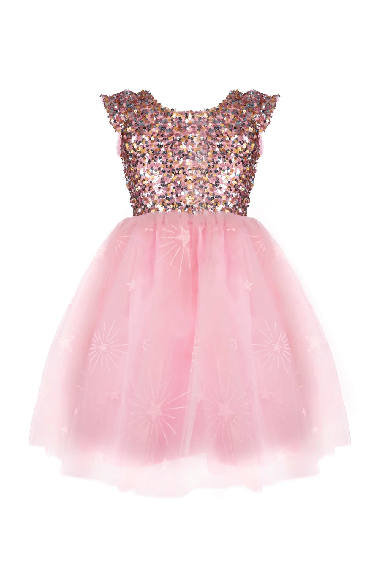 Great Pretenders pailletten jurk met roze tule rok en sterrenprint