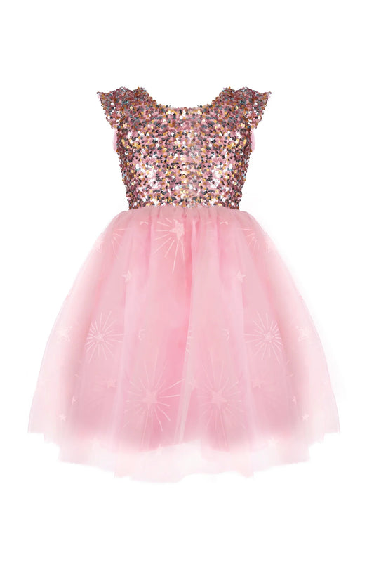 Great Pretenders pailletten jurk met roze tule rok en sterrenprint