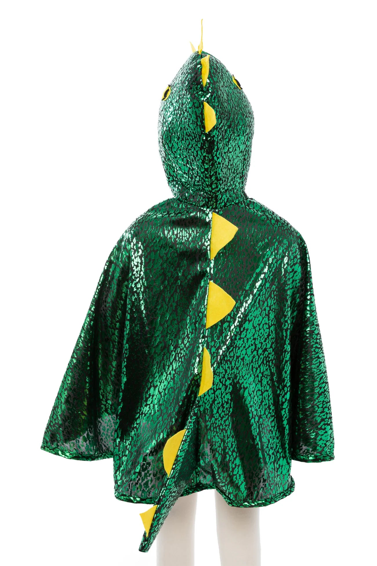 Great Pretenders groene draken cape met capuchon en gele stekels