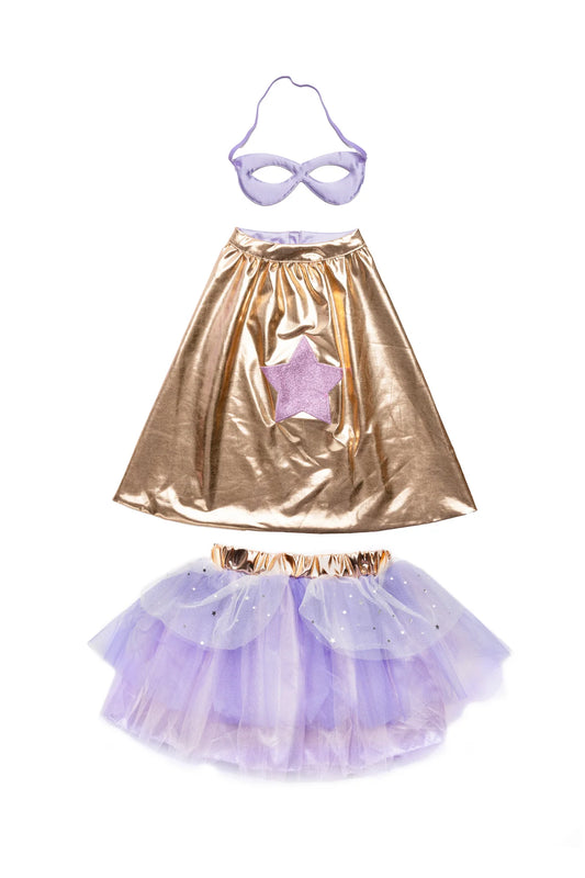 Great Pretenders superhelden set met roségouden cape, tutu en masker