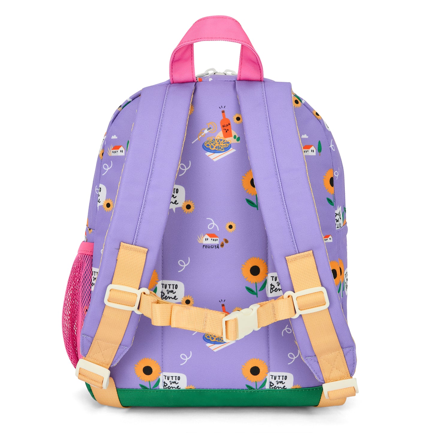 Detail van de Hello Hossy Sunflower schoolrugzak met bloemenprint