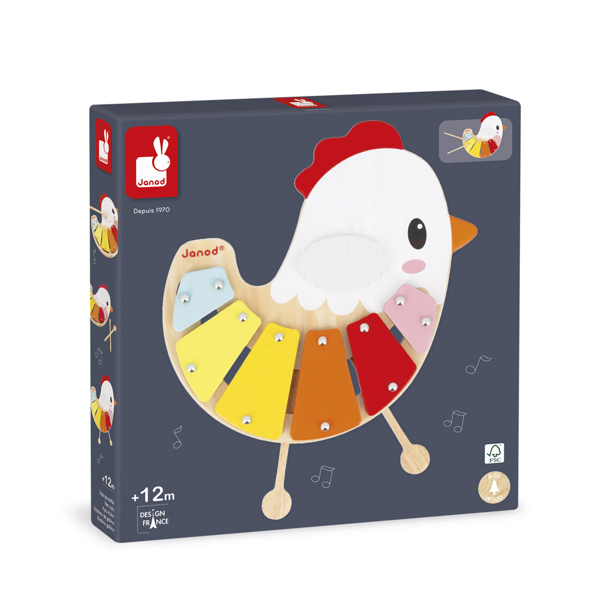 Janod xylofoon haan houten muziekspeelgoed kind