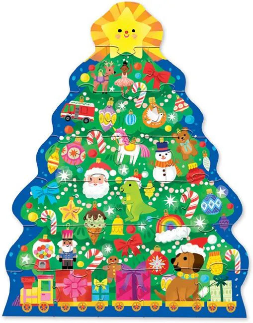 Crocodile Creek | Kerstboom puzzel in vormdoos - 24 stukjes