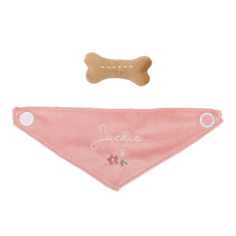 knuffel hond jackie met speelgoed en accessoires
