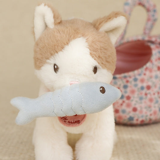 knuffel kat marley met visje en accessoires little dutch
