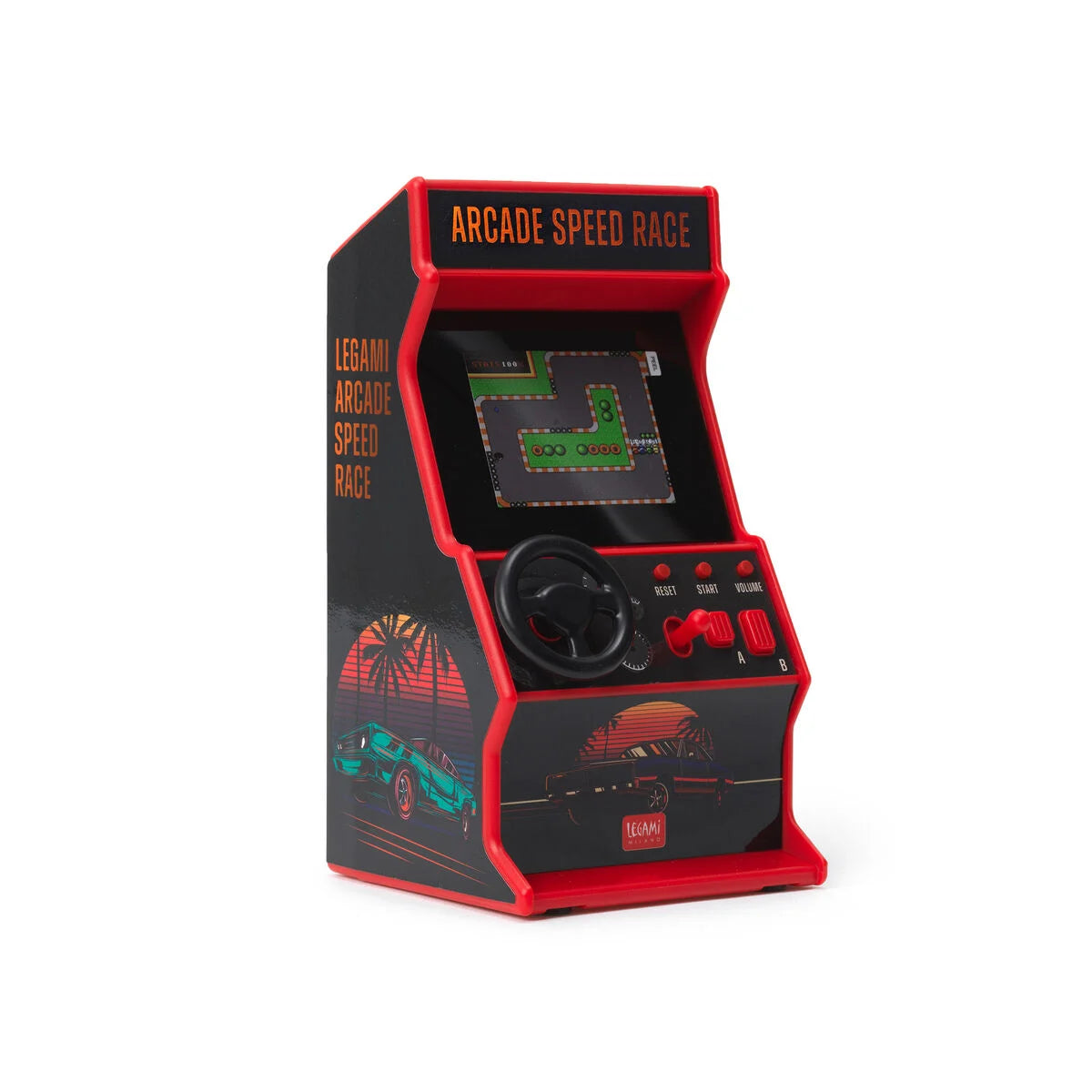 Legami arcade speed race mini arcade game met stuur en retro race spel