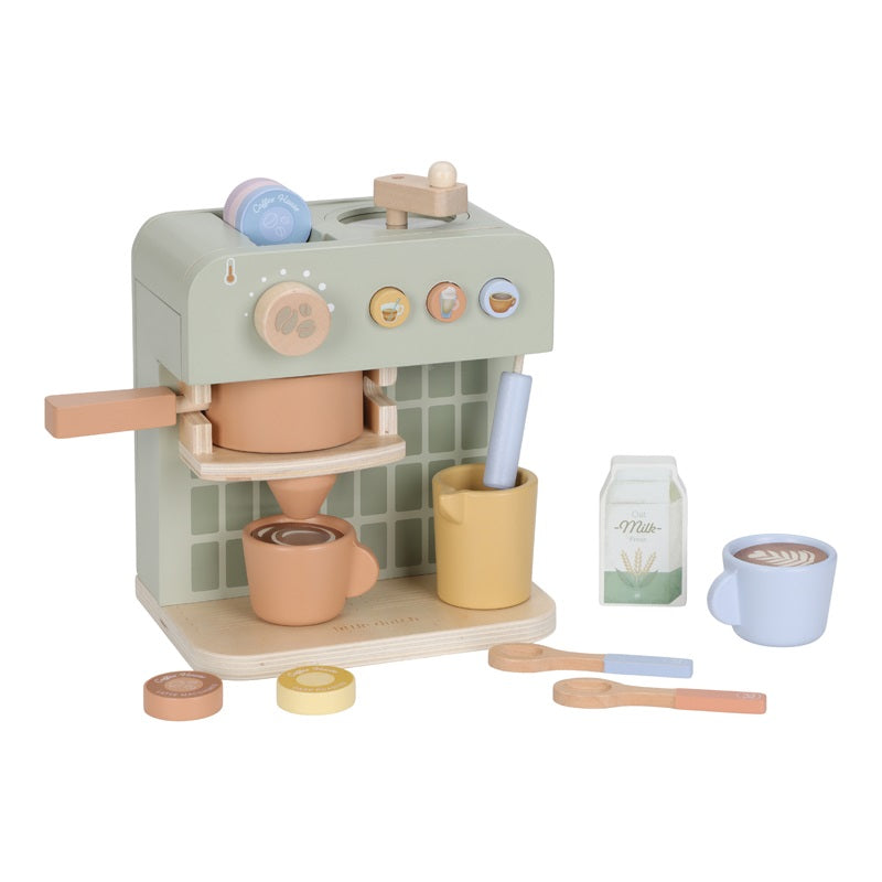 little dutch houten koffiezetapparaat met kopjes en accessoires
