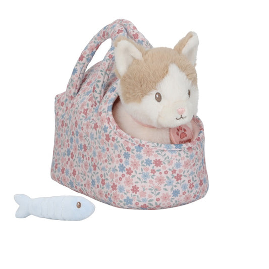 little dutch knuffel kat marley in tas met bloemenprint
