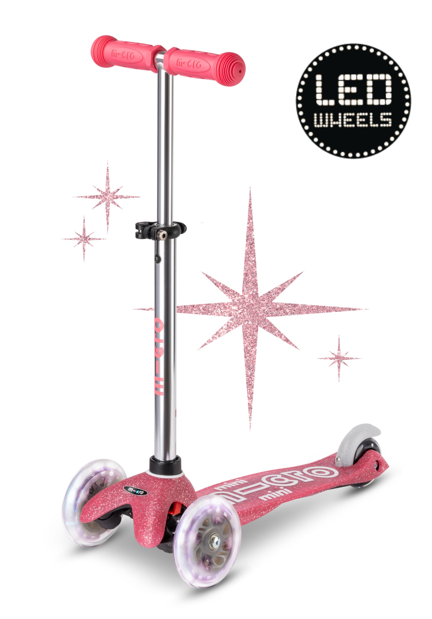 Micro Mini Deluxe Fairy Glitter LED roze 3 wiel kinderstep met glitter en LED wielen