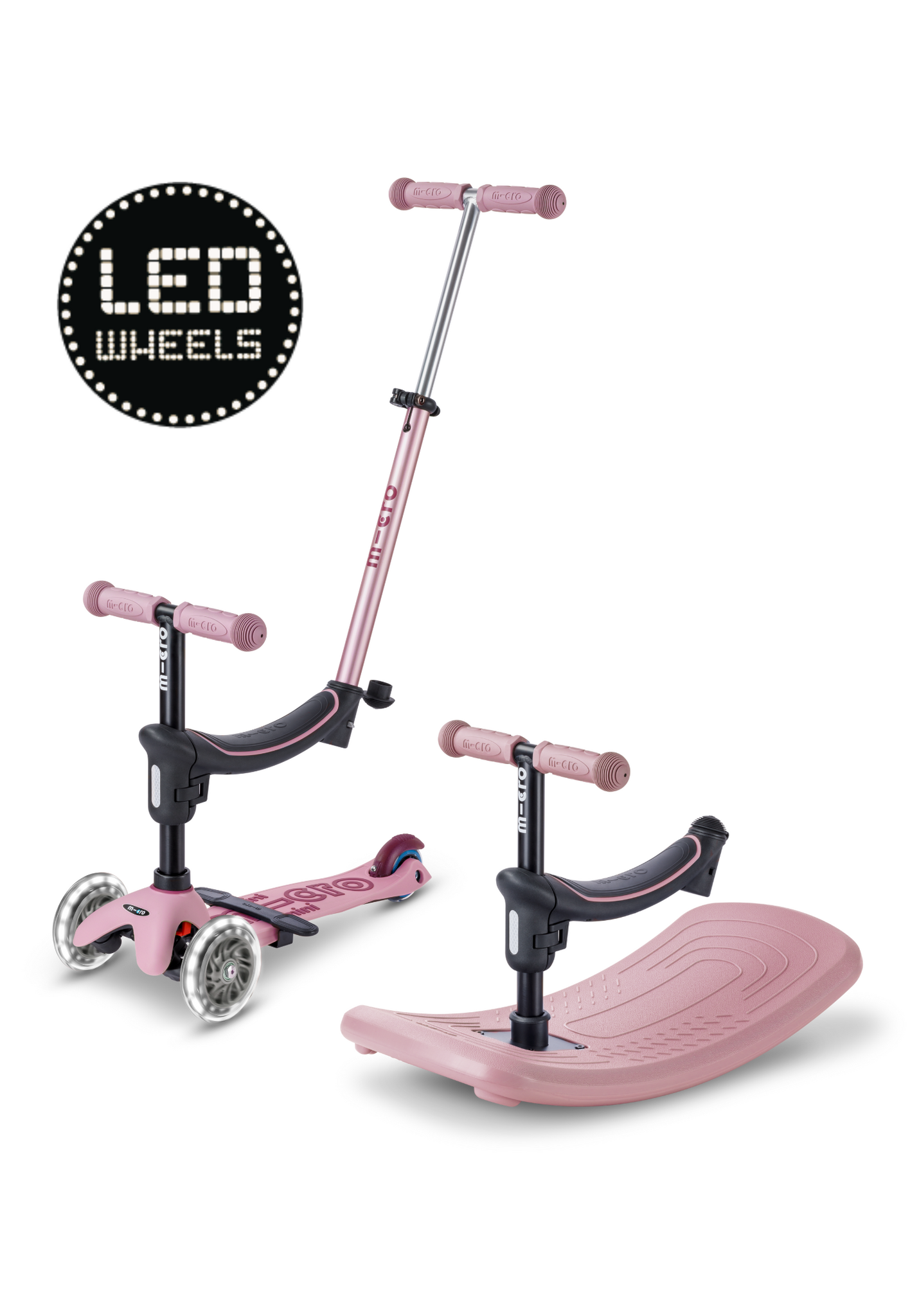 Micro Mini 6-in-1 step Rock Go LED roze kinderstep overzicht