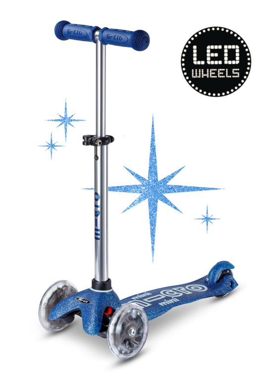 Micro Mini Deluxe Fairy Glitter LED blauw 3 wiel kinderstep met LED wielen