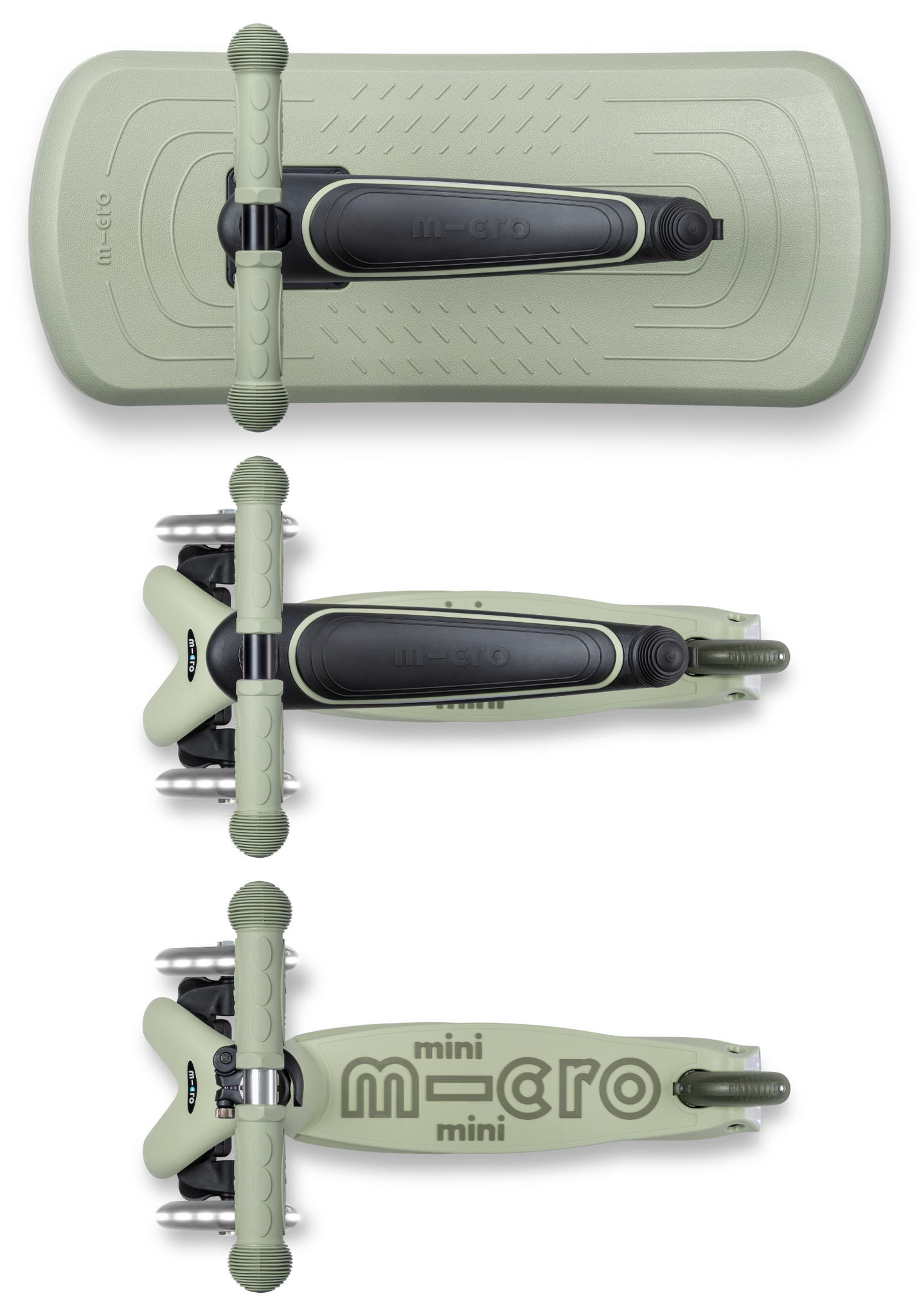 Micro Mini 3 wiel step groen met LED wielen