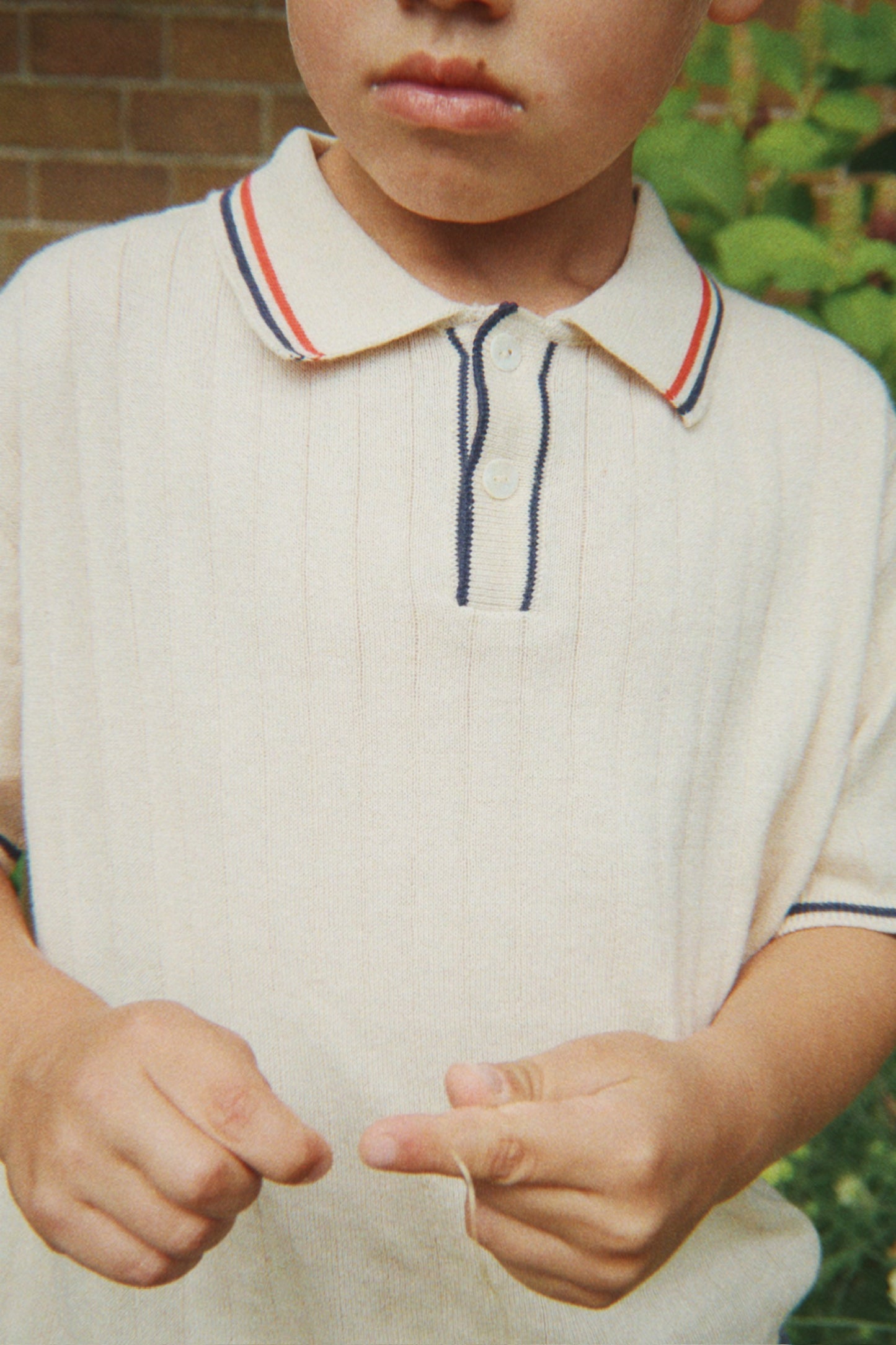 Konges Sløjd | MIO knit polo Almond Milk – gebreide polo van biologisch katoen