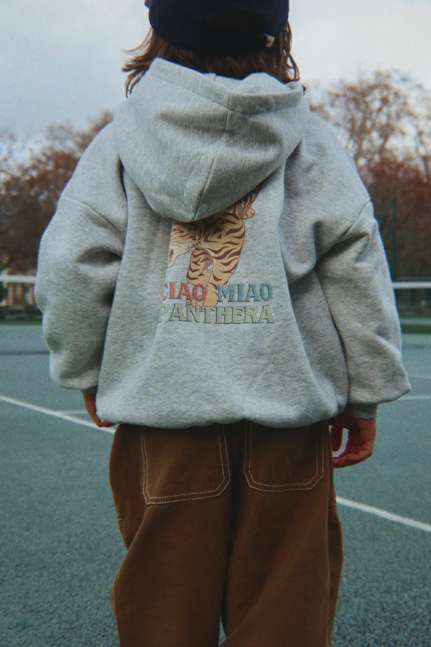 Konges Sløjd | Lou Sweat Zip Hood GOTS – Grey Melange met tijgerprint