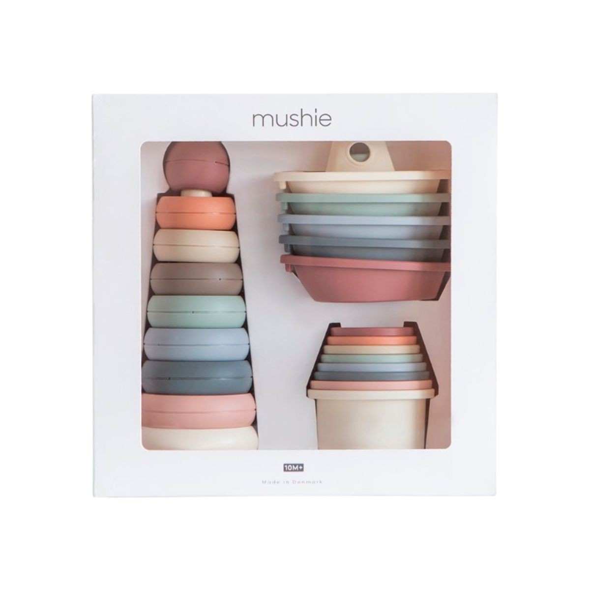 Mushie | Toy Giftbox – cadeauset met stapelspeelgoed