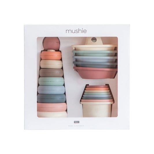 Mushie | Toy Giftbox – cadeauset met stapelspeelgoed