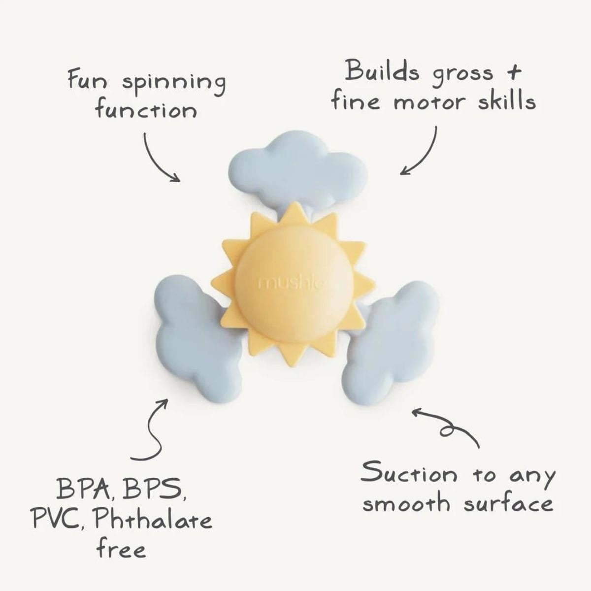 Mushie | Spinner met zuignap Sunshine – Suction Spinner Toy