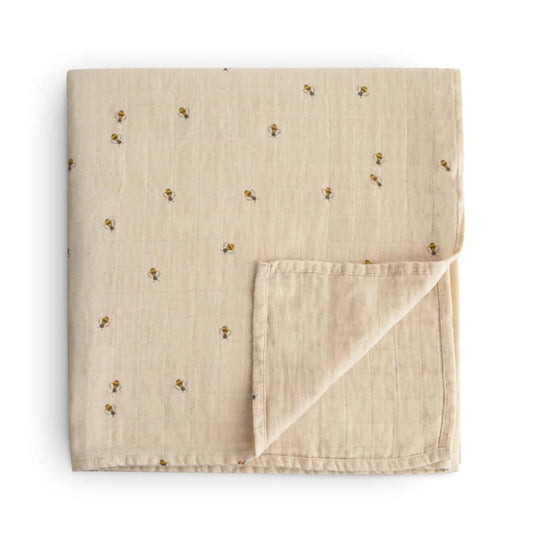 Mushie | Hydrofiele doek Bees 120 × 120 cm – Swaddle