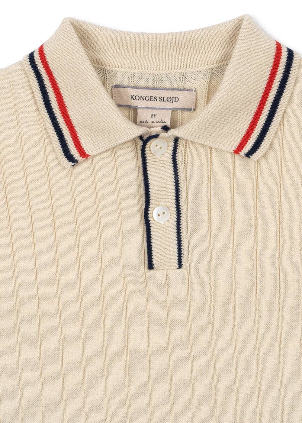 Konges Sløjd | MIO knit polo Almond Milk – gebreide polo van biologisch katoen