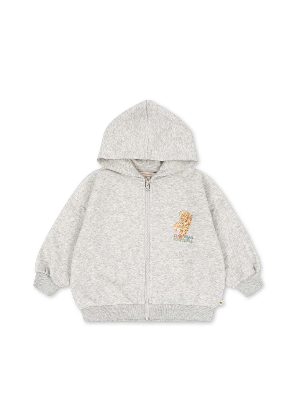 Konges Sløjd | Lou Sweat Zip Hood GOTS – Grey Melange met tijgerprint