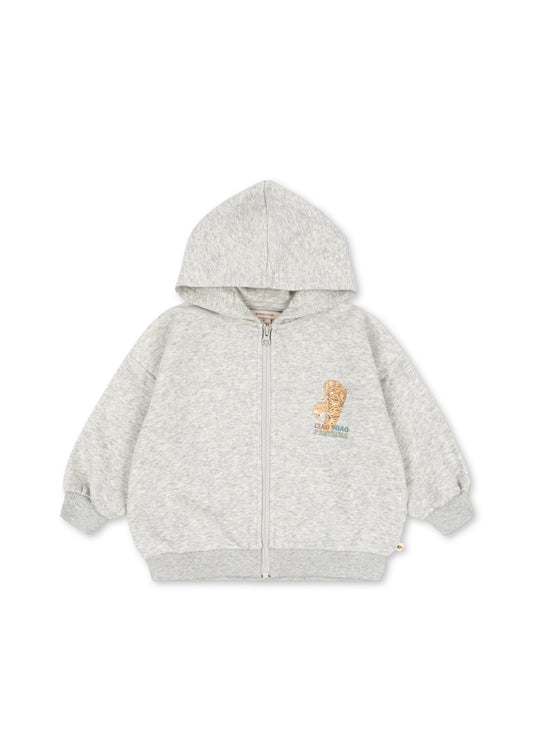 Konges Sløjd | Lou Sweat Zip Hood GOTS – Grey Melange met tijgerprint