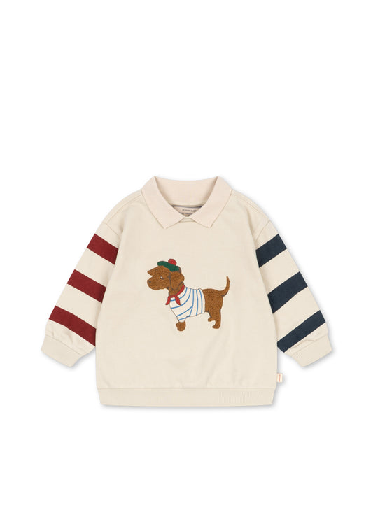 Konges Sløjd | Dog Polo Sweatshirt – Sweater met Geborduurde Hond | Brown Rice